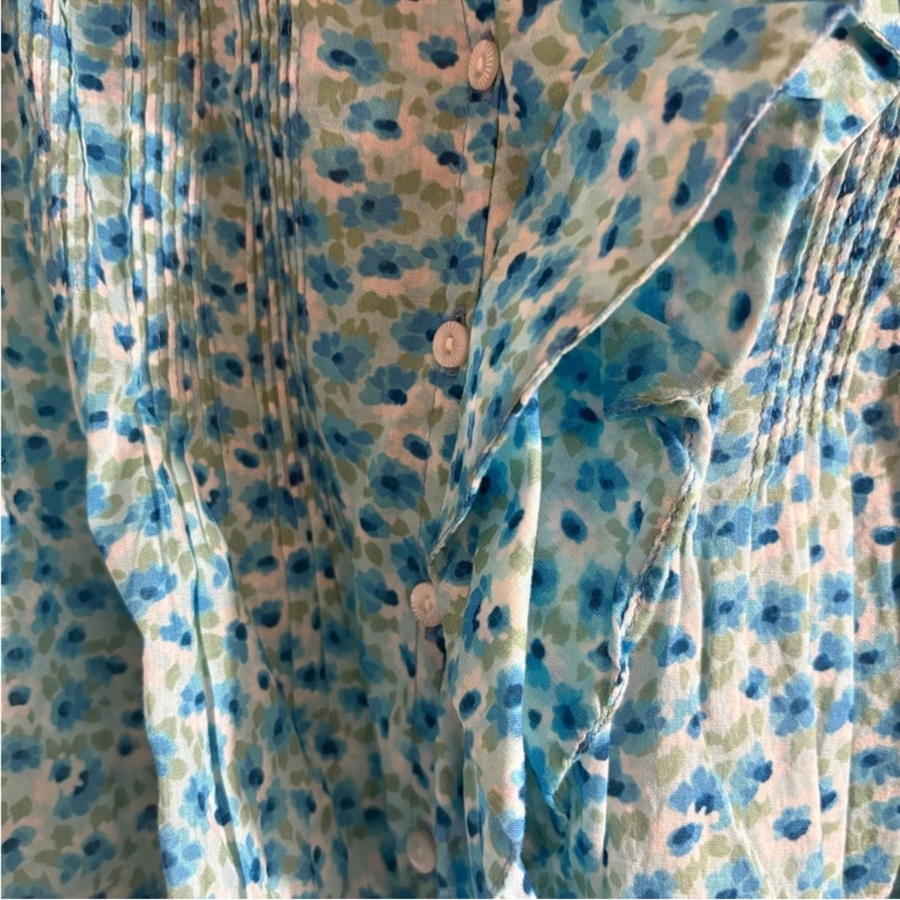 DÔEN Blue Floral Ruffle Henri Blouse - Picture 9 of 9